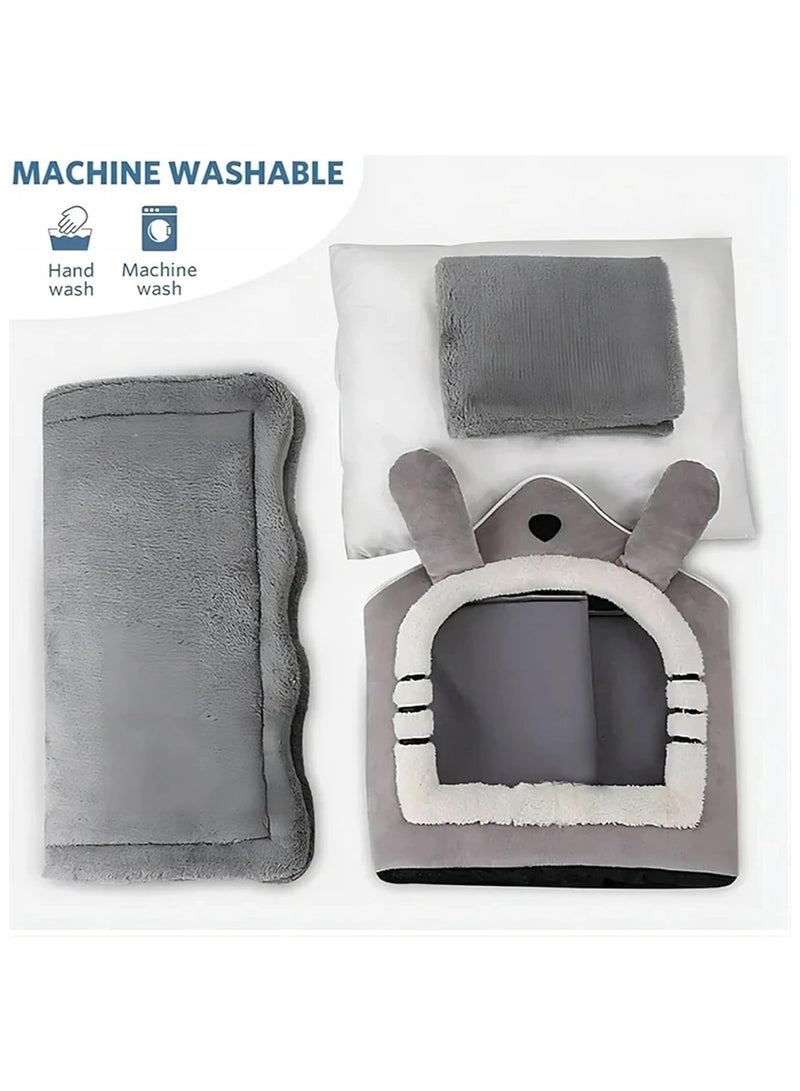 هوميفاي سرير قطط فخم، سرير كلاب مع وسادة قابلة للإزالة والغسل، بيت للحيوانات الأليفة ناعم ودافئ، بيت قطط لطيف داخلي بحجم 39*32*34 سم - Image 3